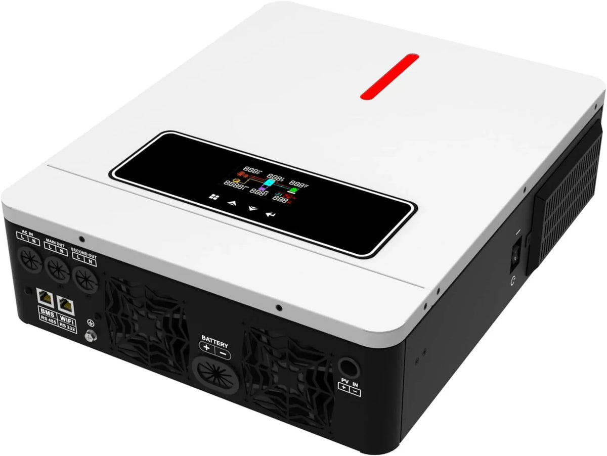 3600W Hybrid Pure Sine Wave Power Inverter with 120A MPPT Solar Charger .dc 24V to ac 110v 60HZ Solar Converter for Home,Car &Cabin (DC24V(Range20V-30V) 3600VA)