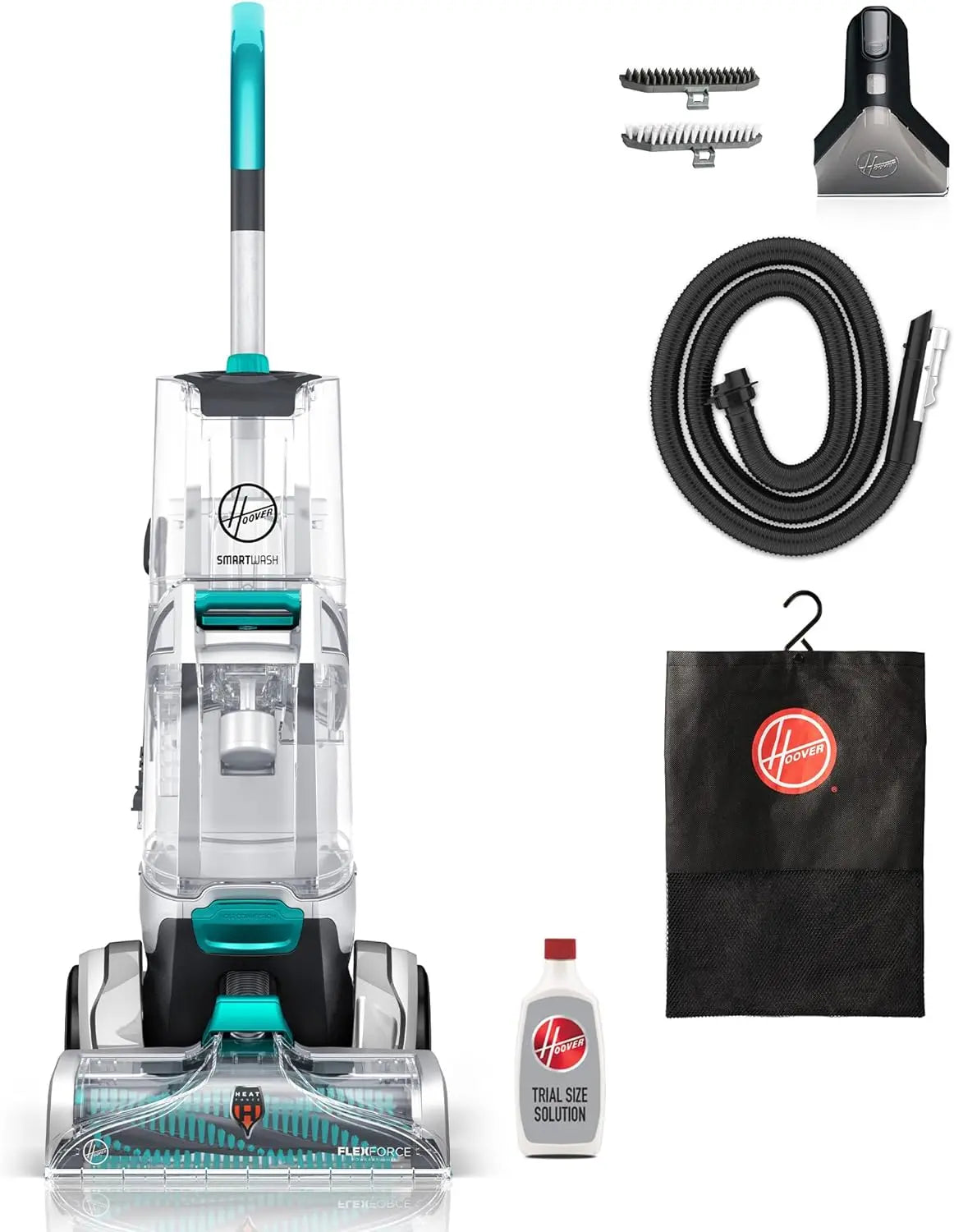 SmartWash Automatic Carpet Cleaner Machine, for Carpet and Upholstery, Deep Cleaning Carpet Shampooer, Carpet Deodorizer and Pet Stain Remover FH52000, Turquoise