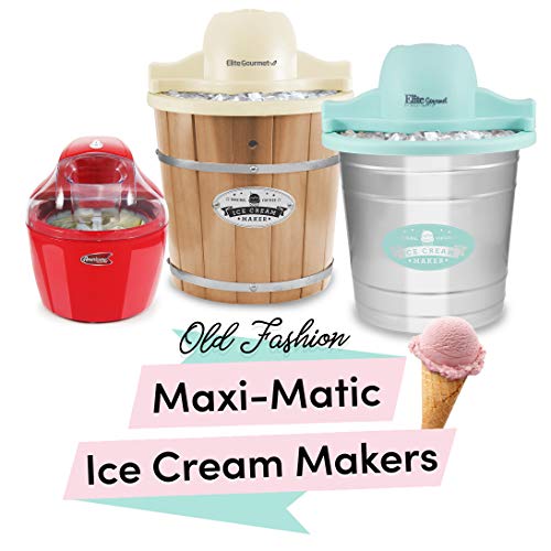 Gourmet 6 Quart Vintage Wood Bucket Electric Ice Cream Maker Machine