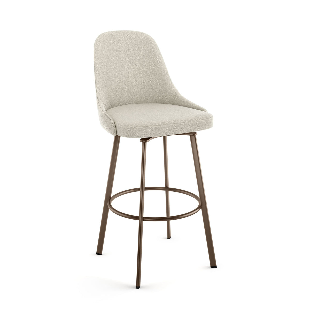 Harper Swivel Counter Stool with Backrest, Bronze Frame & Cream Fabric, 26-in