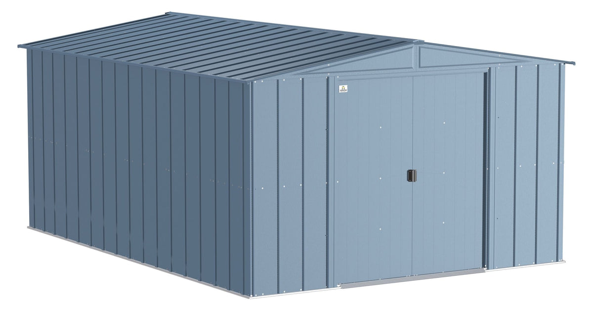 Classic Galvanized Steel Storage Shed, Blue Grey, 10-ft x 14-ft