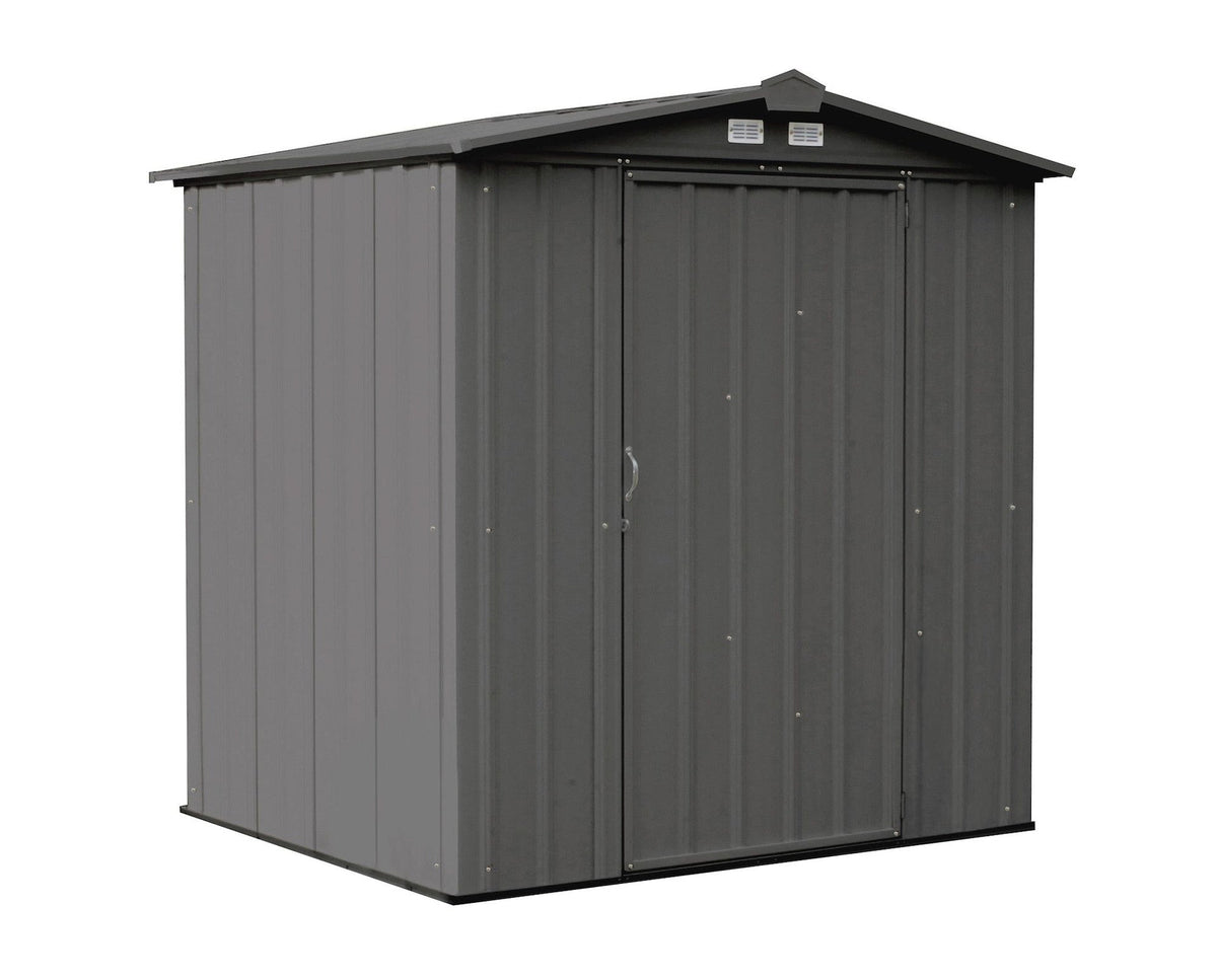 EZEE Galvanized Steel Storage Shed with Low Gable Roof, Charcoal, 6-ft x 5-ft