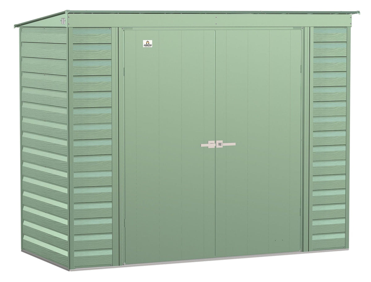 Select Galvanized Steel Storage Shed, Sage Green, 8-ft x 4-ft