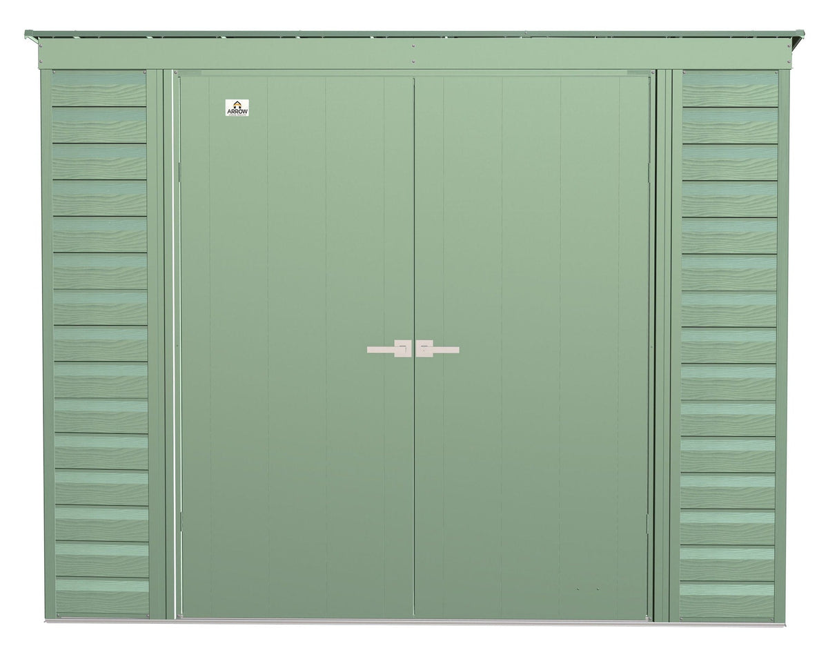 Select Galvanized Steel Storage Shed, Sage Green, 8-ft x 4-ft