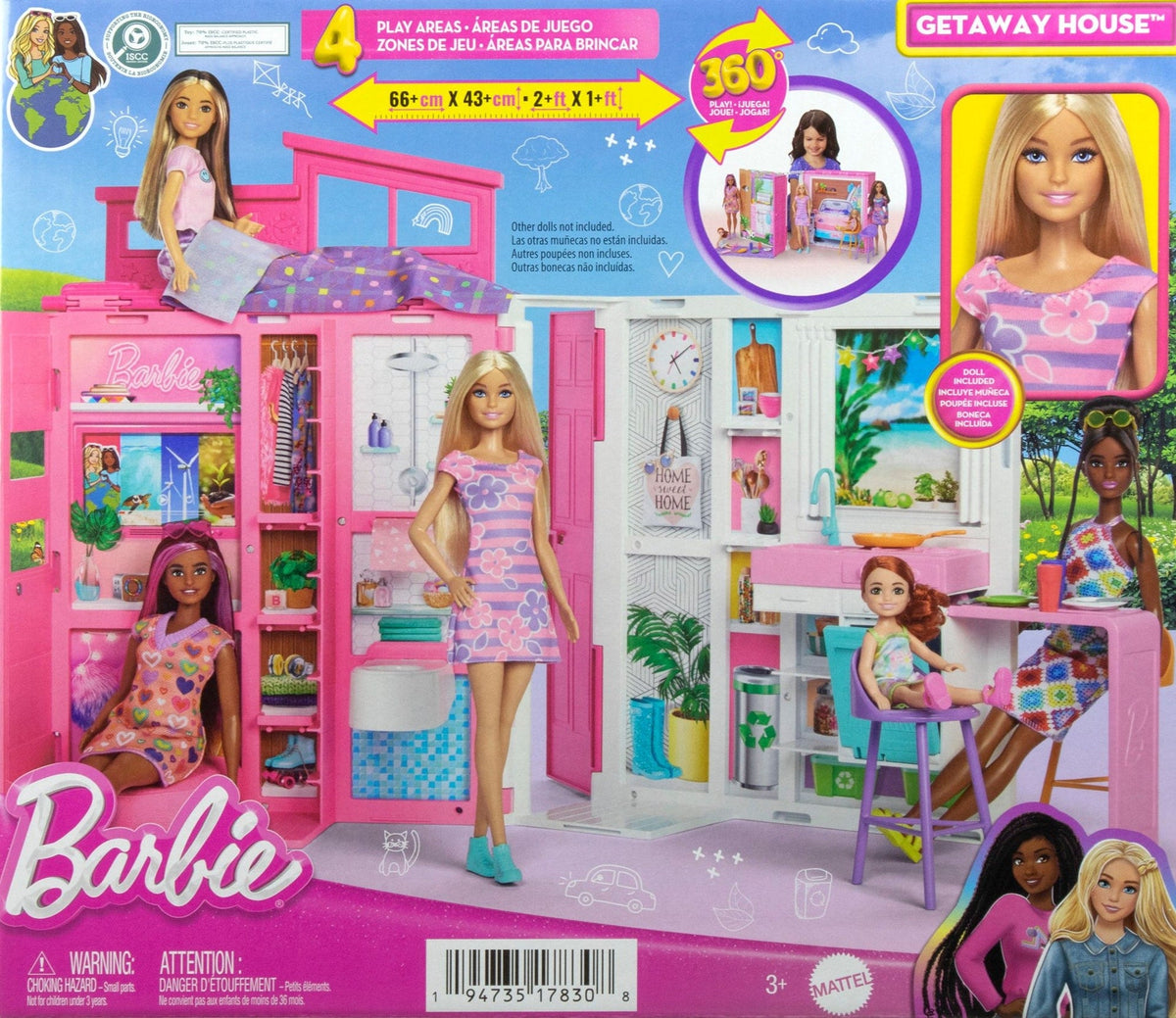 2024 Getaway House Playset with Doll, Includes 4 Play Areas, Kids Ages 3+
