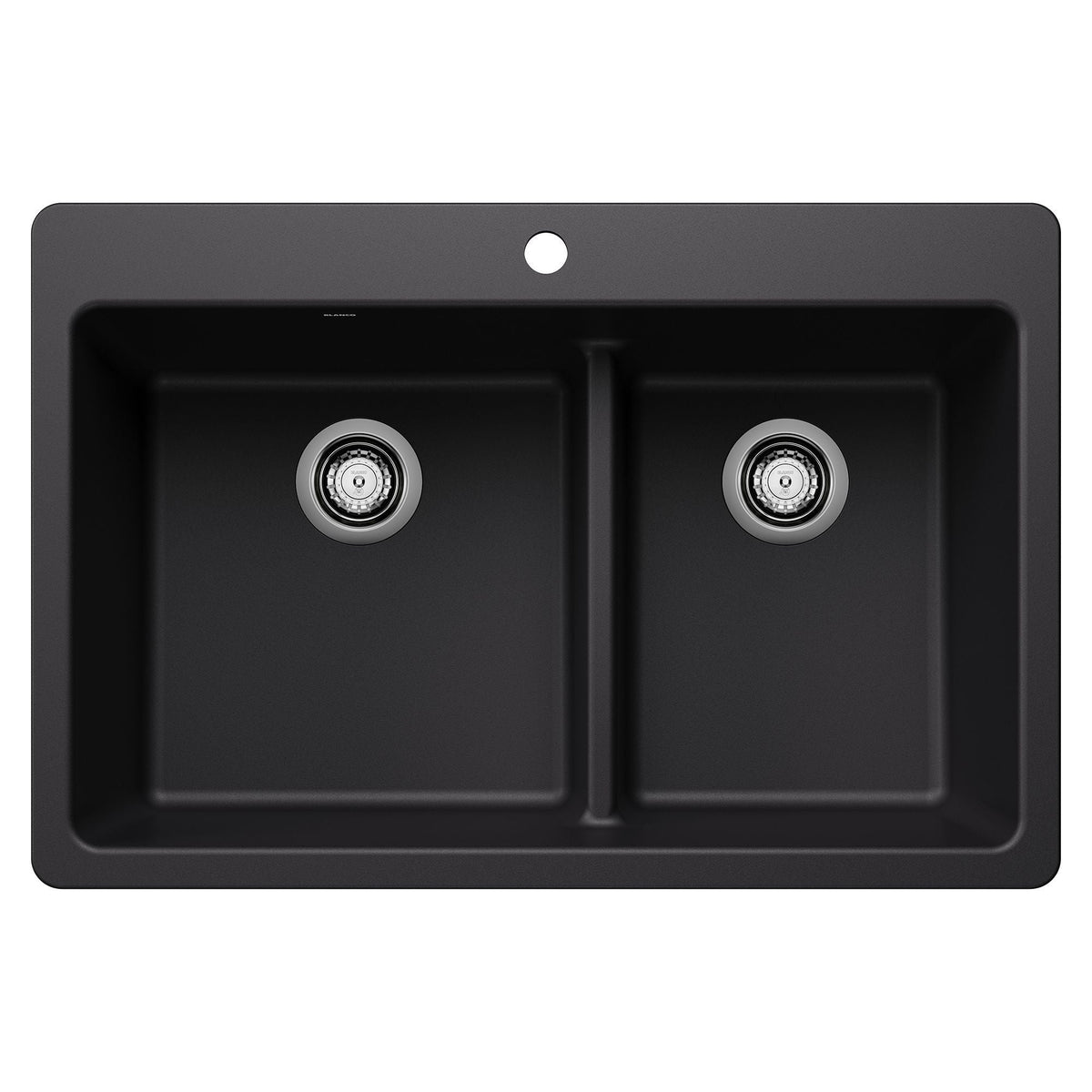 Dual Mount Kitchen Sink with Low Divide, Black, 33-in