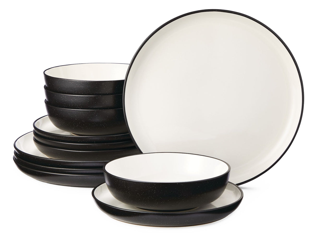 Catalone Two-Tone Stoneware Dinnerware Set, Serves 4, 12-pc