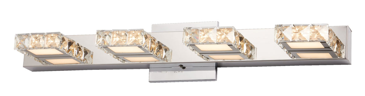 Isabella 4-Light Crystal Design LED Vanity Light Fixture, Chrome