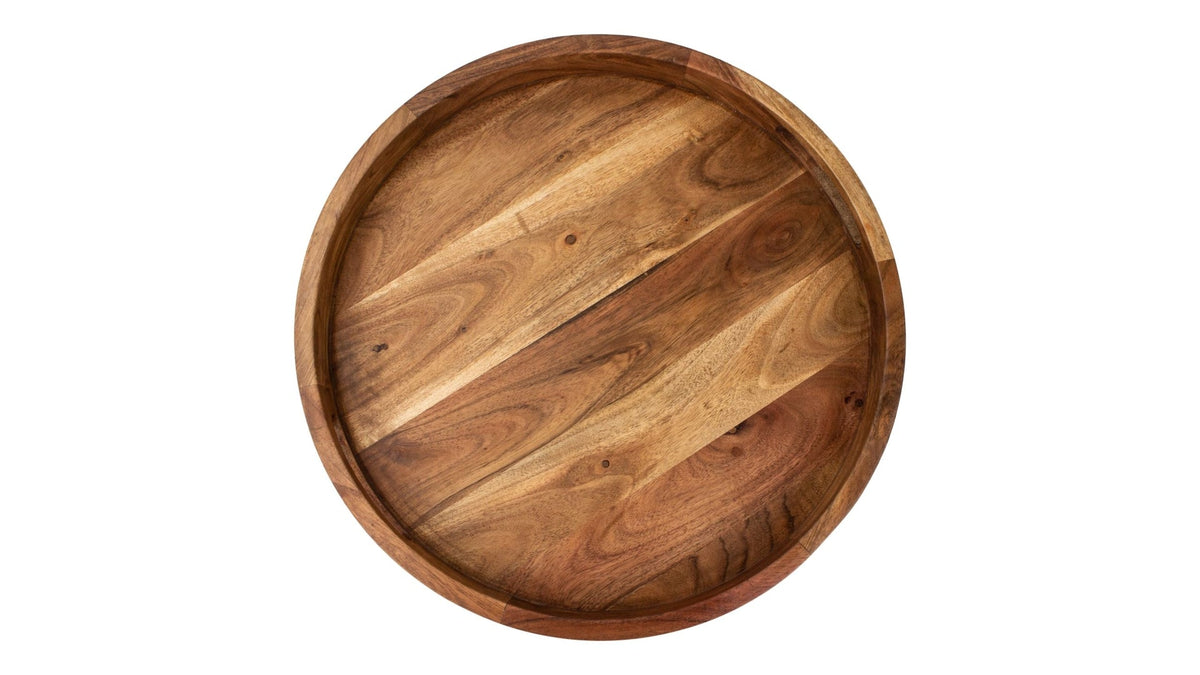 Round Wood Serving Tray with Cut-Out Handles, 16-in