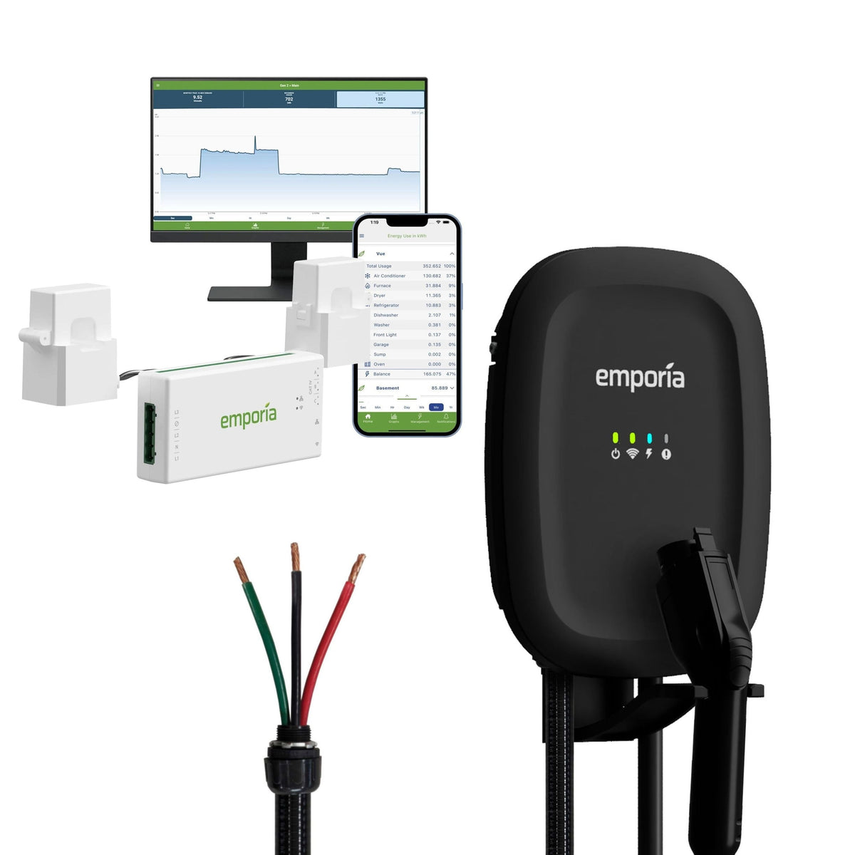 48A Wi-Fi Level 2 Hardwired J1772 EV Charger with Load Management