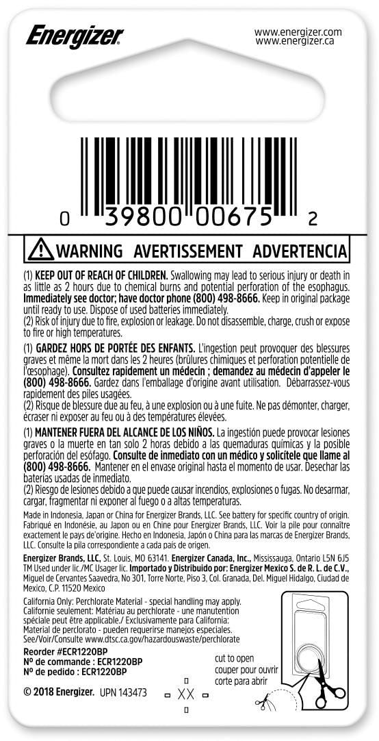 1-pk ECR1220 DL1220 3V / 3 Volt Lithium Coin Battery, Long Lasting