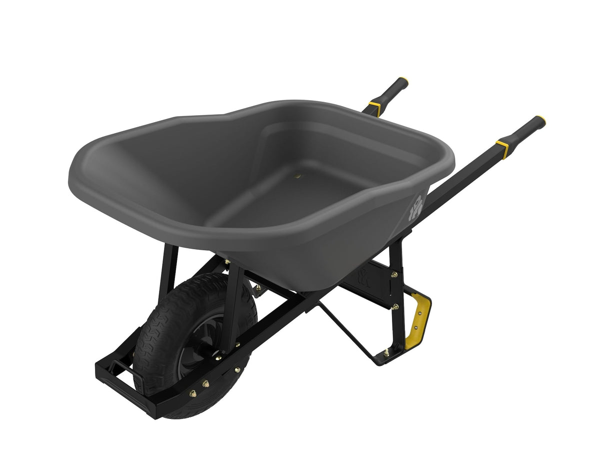 Pro Grade Heavy Duty Poly Tub Wheelbarrow, Poly/Plastic Tray, 6-cu-ft