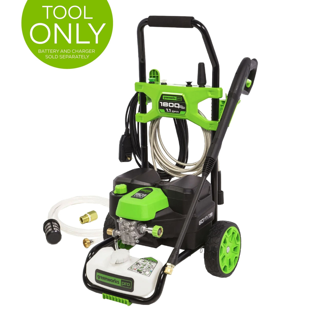 60V 1800PSI 1.2GPM Hybrid AC/DC Pressure Washer, Tool Only
