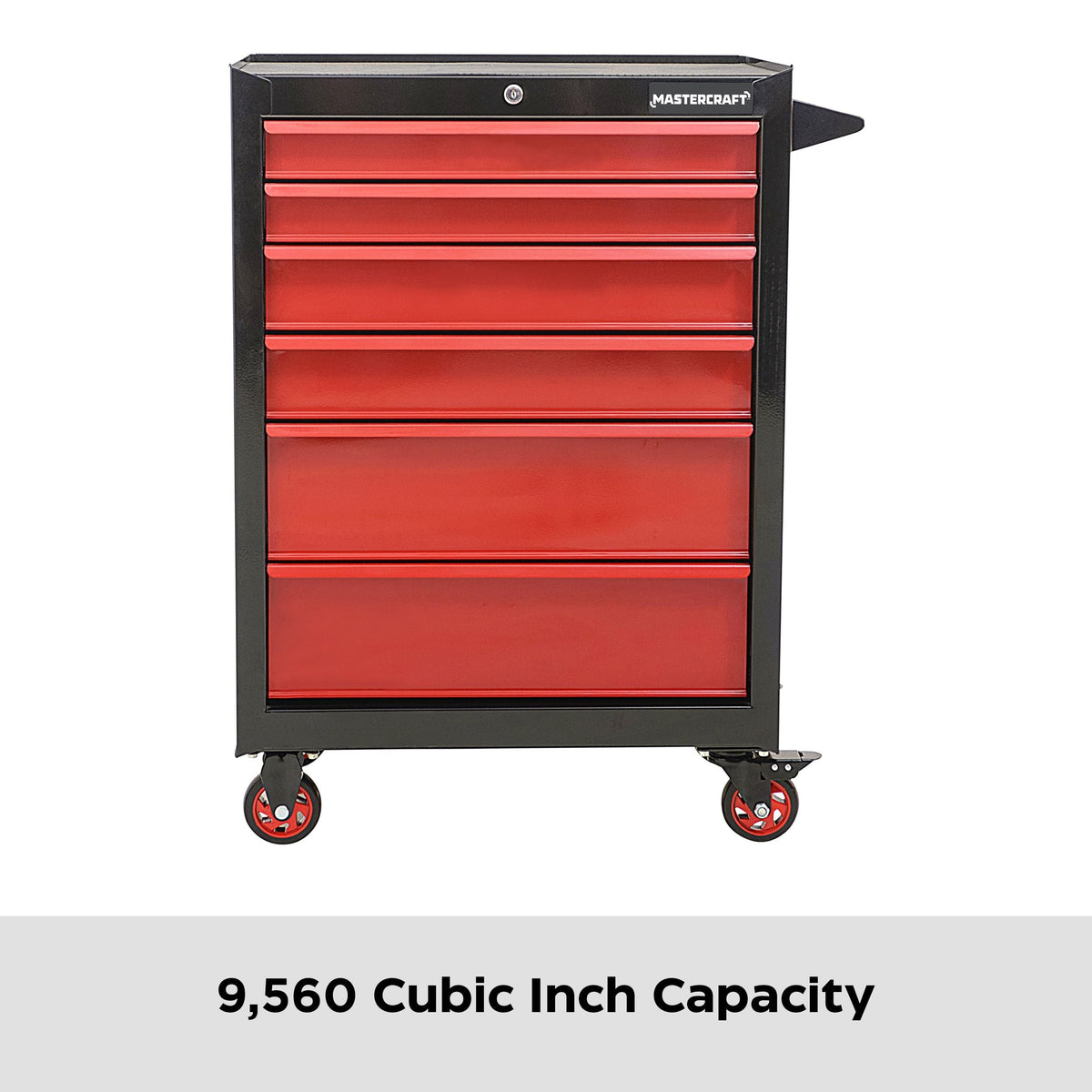 Rolling Tools Storage Cabinet with 6 Drawers, Black&Red, 26-in