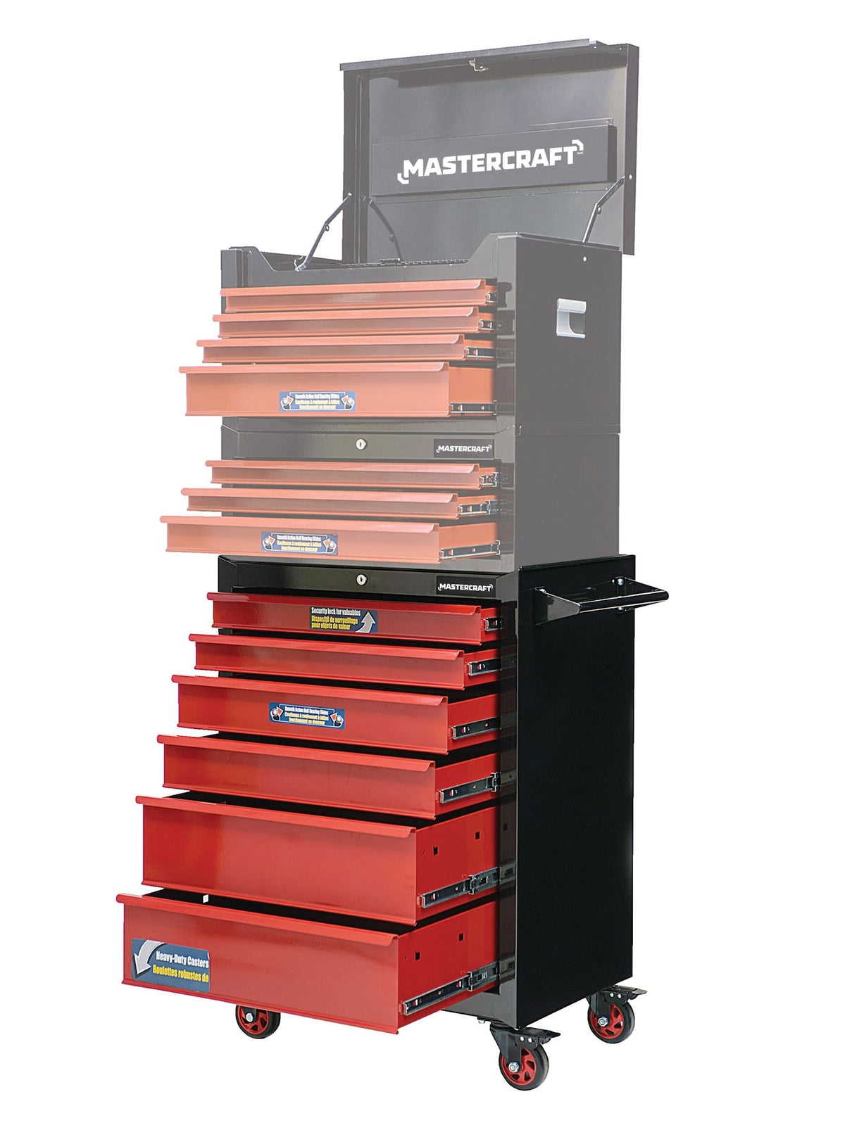 Rolling Tools Storage Cabinet with 6 Drawers, Black&Red, 26-in