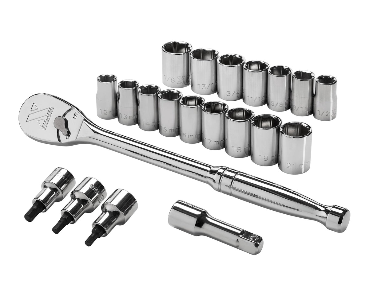 21 Piece 1/2" Drive Metric Socket Set