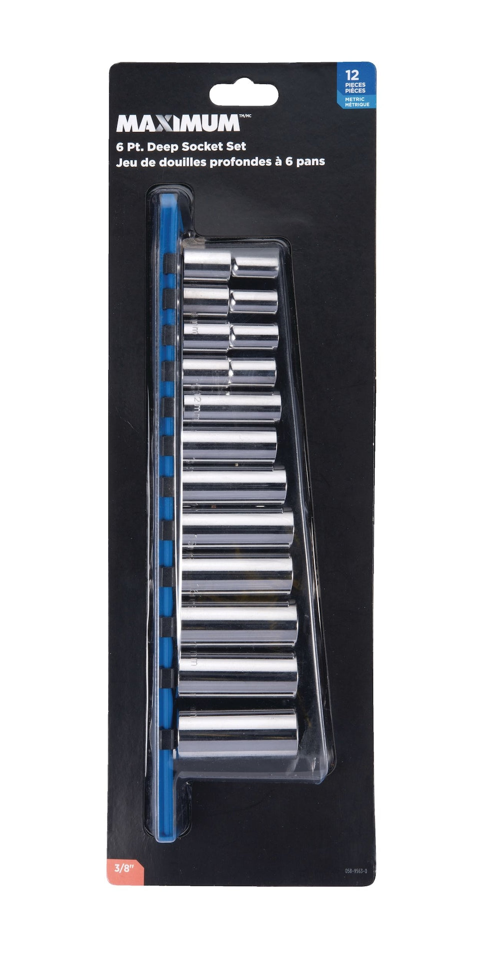 3/8-in Drive Deep Socket Set 12-pc, Metric, CRV, Nickel-Chrome Plating