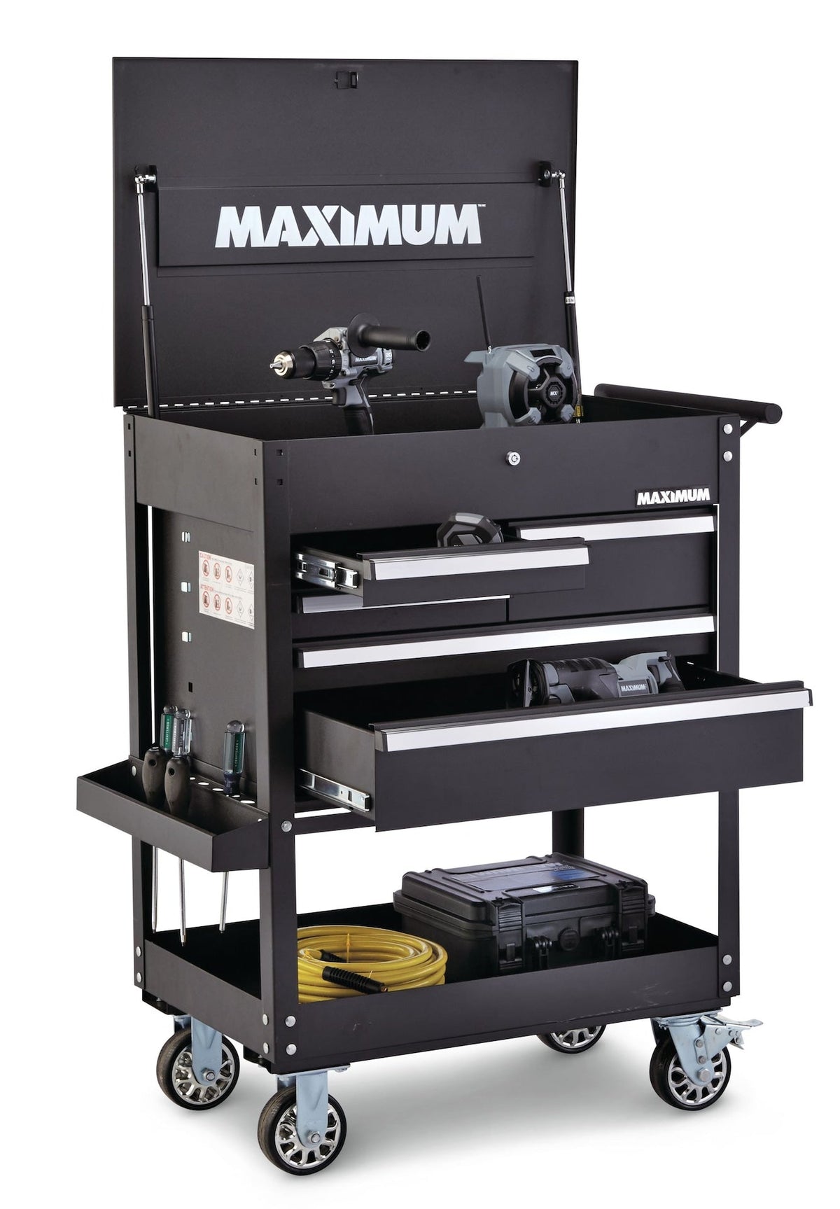 Rolling Mechanics Tool Cart with 5 Drawers, Black, 30-in