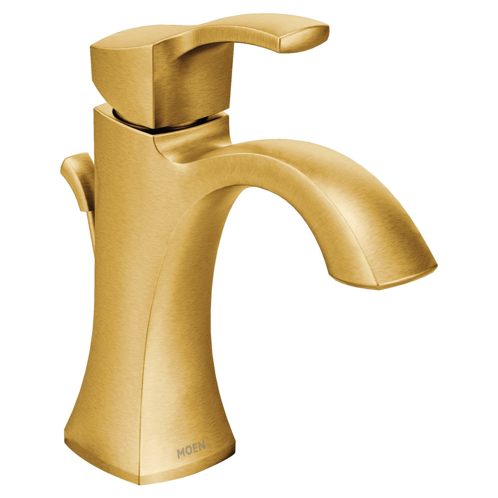 Voss Single Handle High Arc Bathroom Sink Faucet, Brushed Gold