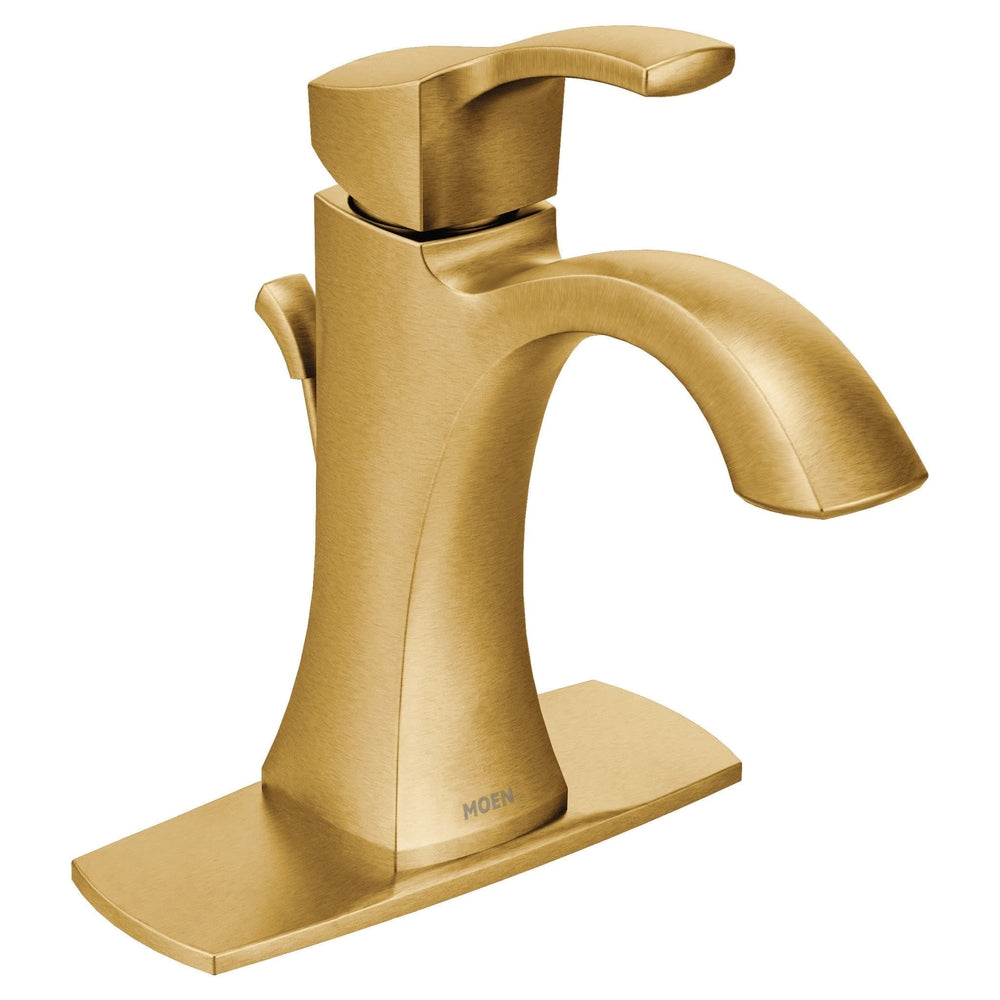 Voss Single Handle High Arc Bathroom Sink Faucet, Brushed Gold