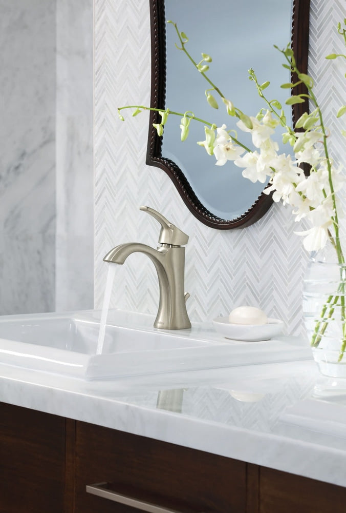 Voss Single Handle High Arc Single Hole Bathroom Sink Faucet, Brushed Nickel