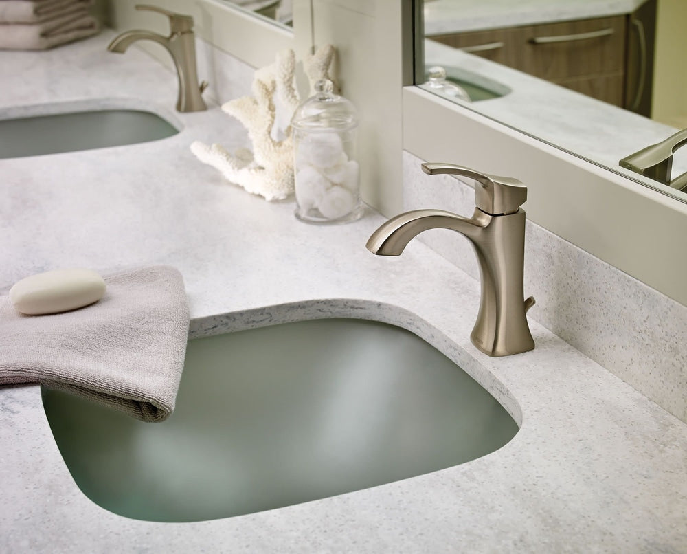 Voss Single Handle High Arc Single Hole Bathroom Sink Faucet, Brushed Nickel