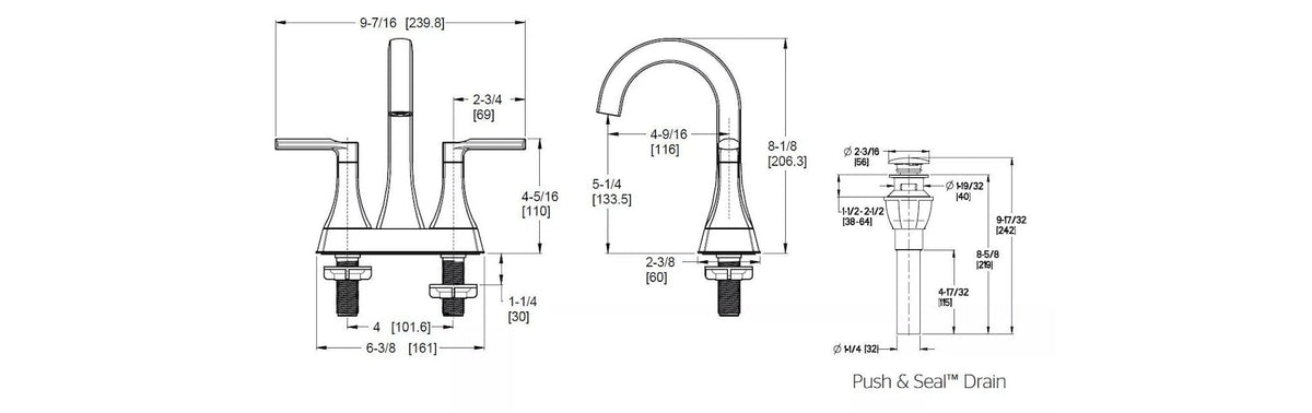 Vaneri 4-in Centreset Bath Faucet, Matte Black