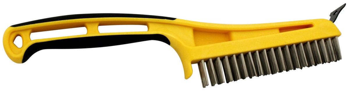 Stainless Steel Wire Bristle Brush with Metal Scraper, Removes Paint/Dirt/Rust