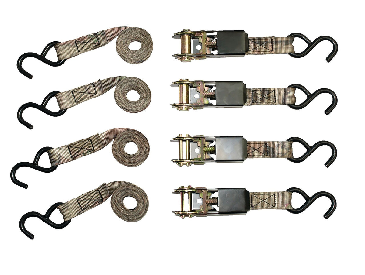 Ratchet Tie-Down Straps, 1-in x 8-ft (2.54 cm x 2.4 m), 4-pk