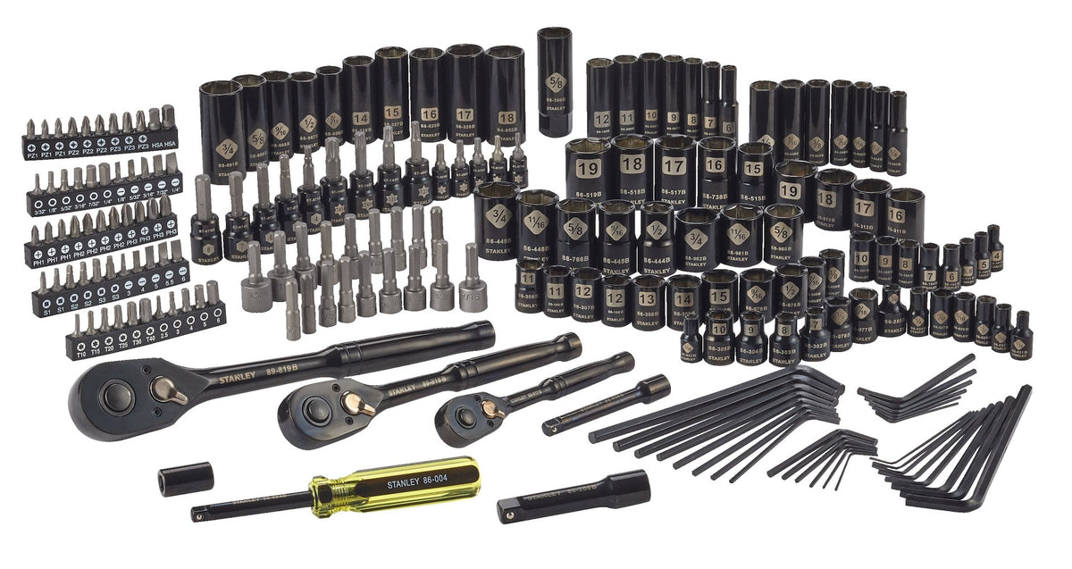 Professional Grade Black Chrome Socket Set, SAE/Metric, 197-pc