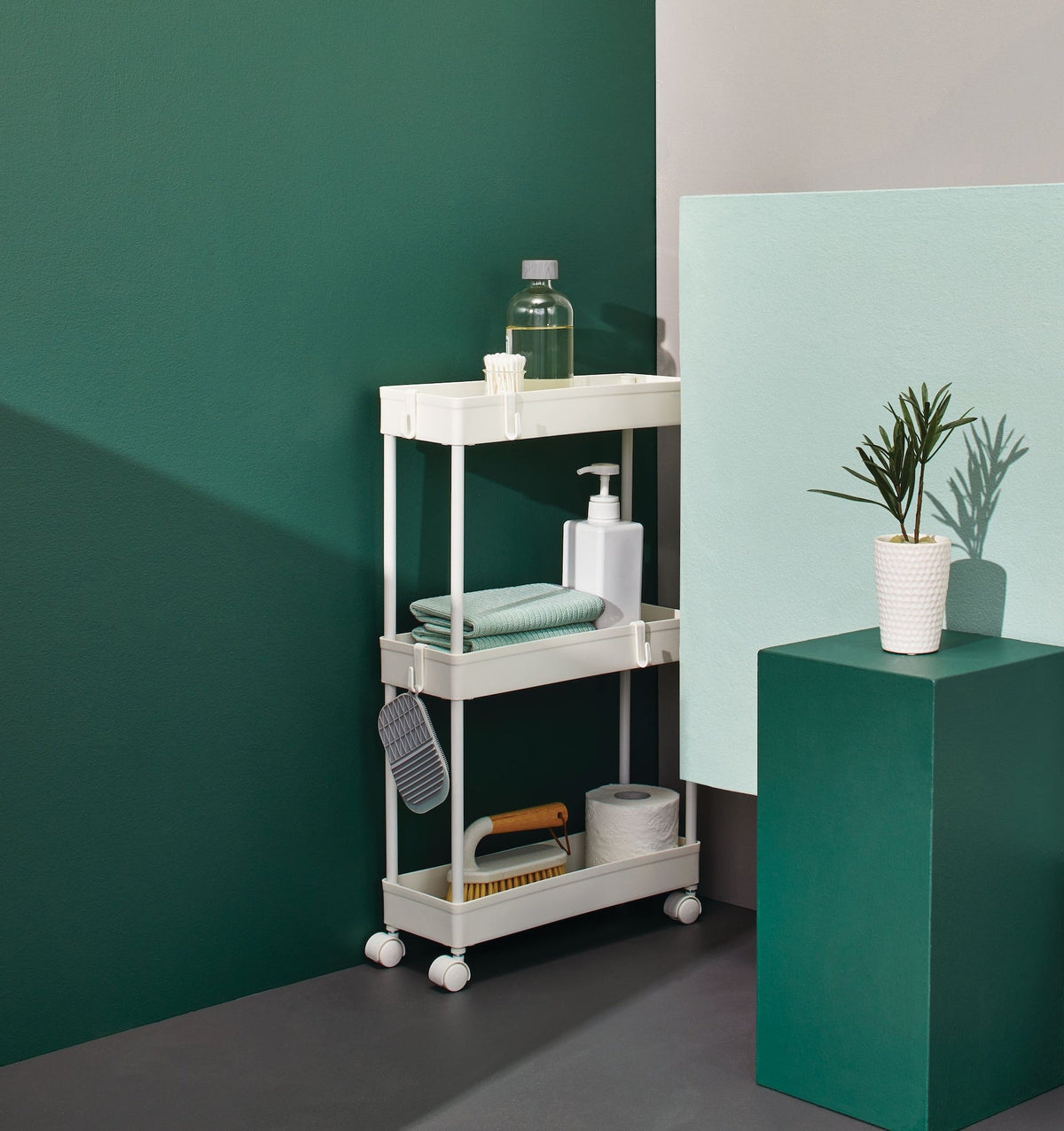 3-Tier Slim Storage Cart, Lockable Wheels