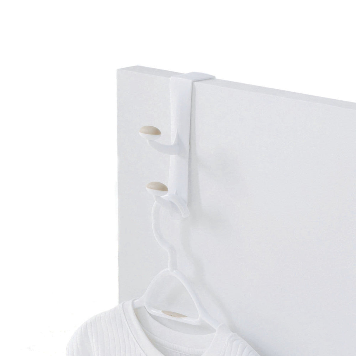 Plastic 2-Hook Over the Door Hook, White, 10-in