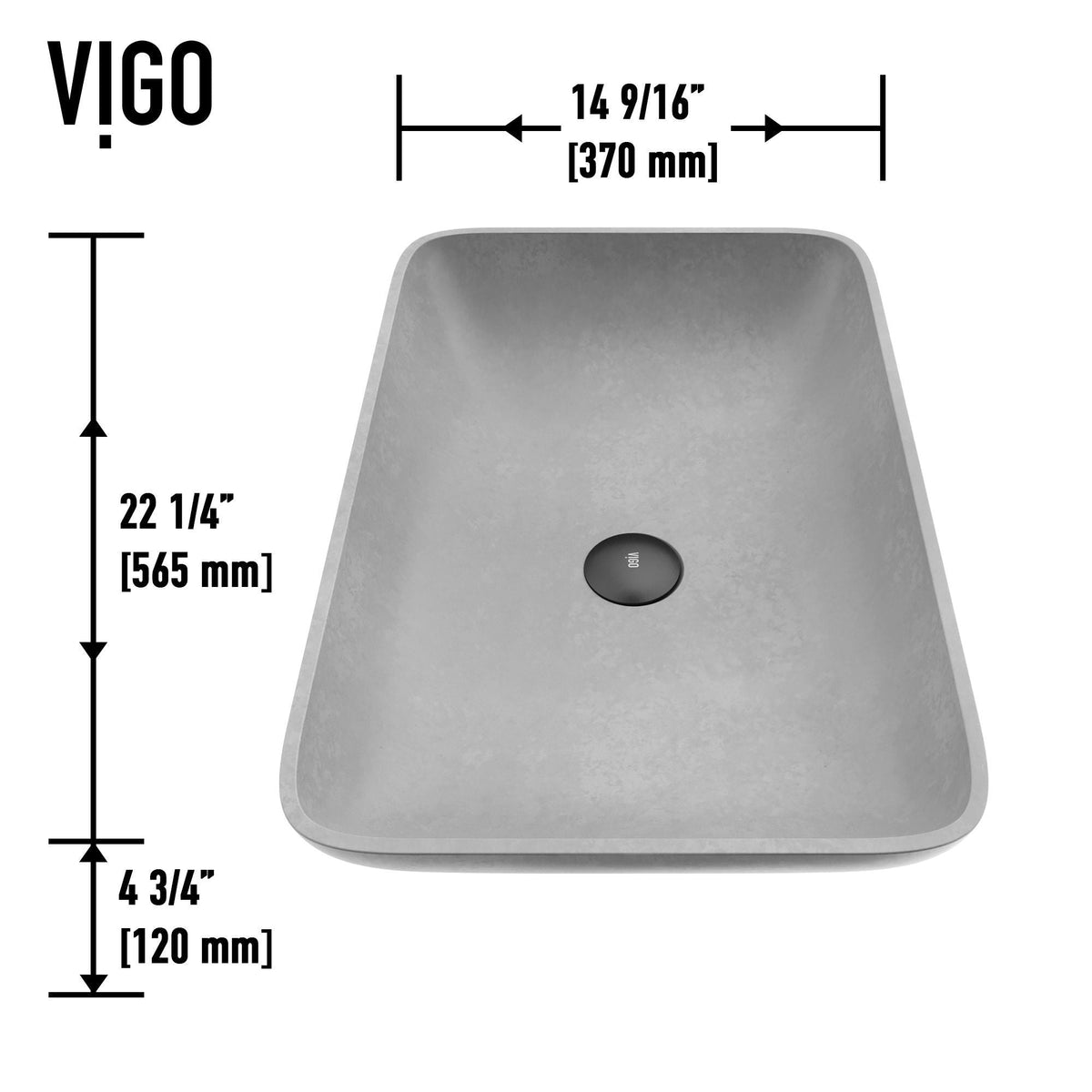 Lorca Gothic 22x15-in Deep Grey Bathroom Sink/Basin with Rectangular Vessel