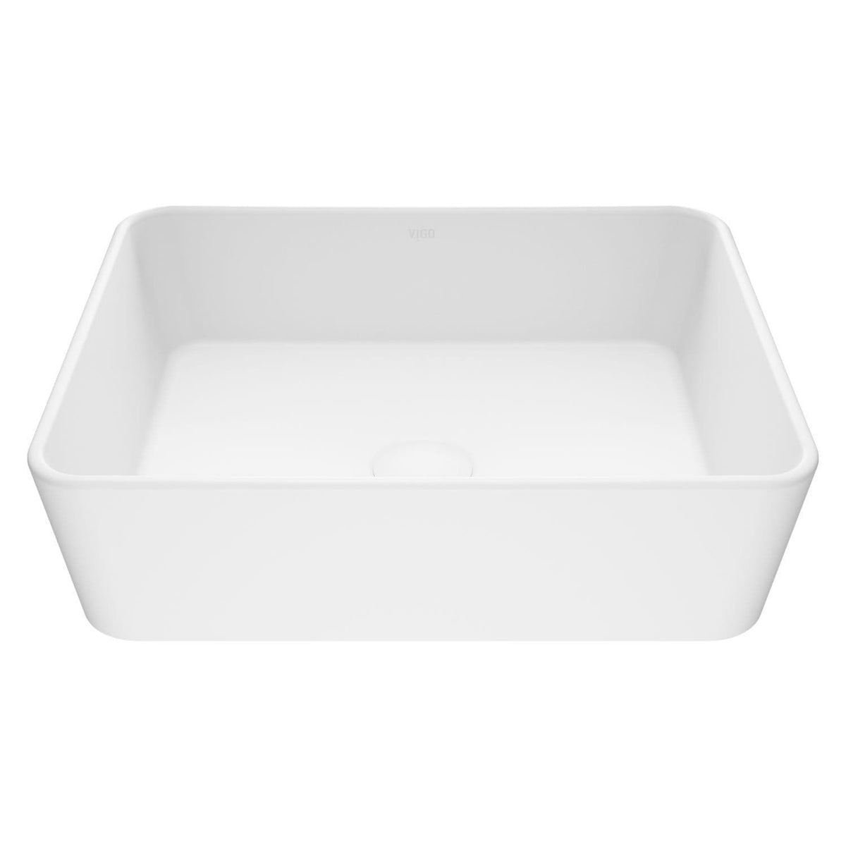 Marigold Matte Stone Rectangular Composite Vessel Bathroom Sink/Basin with Rounded Edges & Deep Bowl, White
