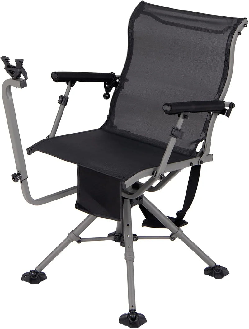 360° rotatable hunting seat, equipped with 4 extendable aluminum legs, adjustable gunstock, portable hunting shelter chair, equipped with carrying straps for outdoor activities. S5649