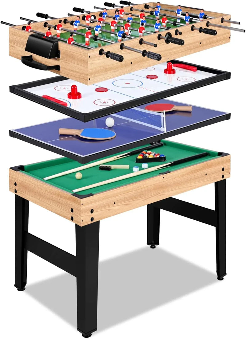 12-in-1 Game Table - 48" Combo Game Table, Ping Pong Table, Foosball Table, Air Hockey Table, Pool Table - Sports Arcade Games with Accessories - Ideal for Game Rooms and Family Game Nights! P5008