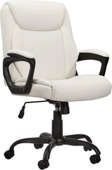 Classic PU surface, back-adjustable height office computer desk and chair, with armrests, size: 26 inches wide x 23.75 inches long x 42 inches high, black version