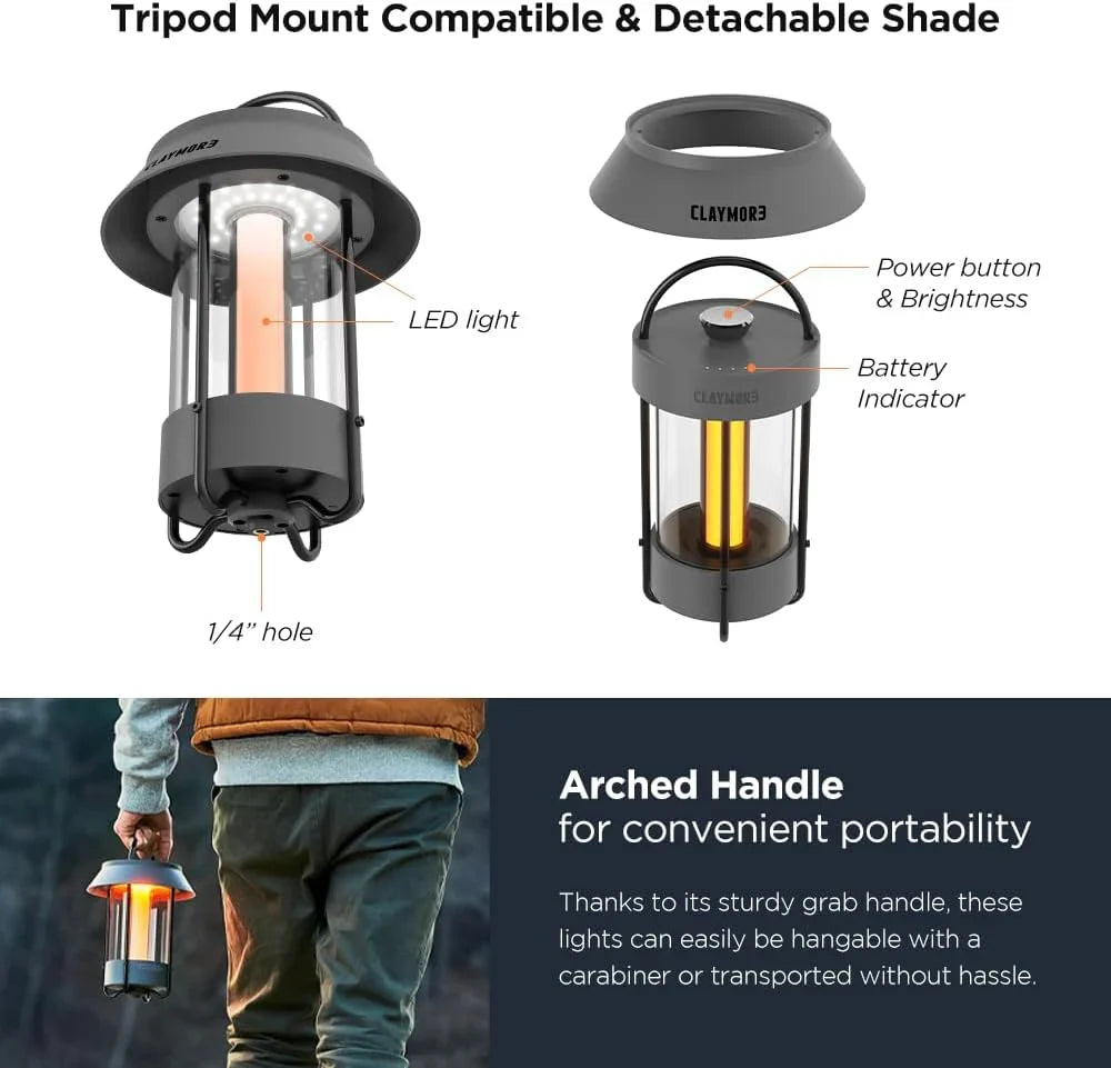 Desk Lamp (Dark Gray) - A beautiful portable outdoor lamp, featuring 4 different lighting heads, equipped with a 6700 mAh rechargeable battery, with a brightness of up to 660 lumens, and featuring waterproof functionality. Suitable for Halloween deco