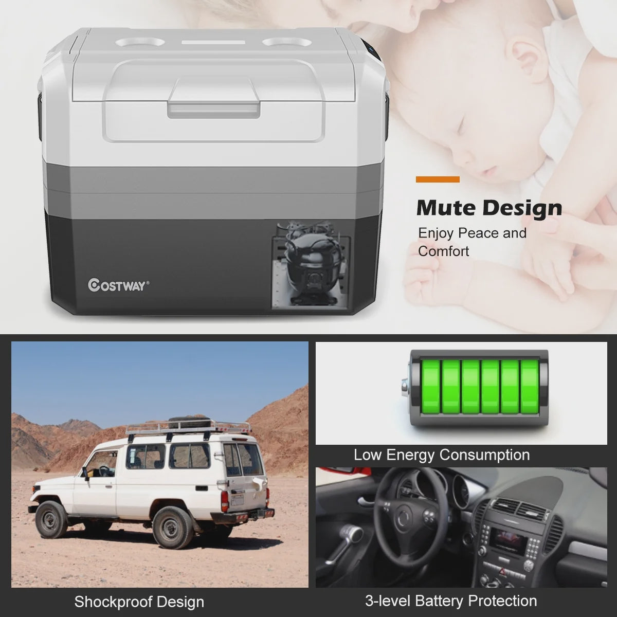 58 Quart Portable Electric Car Cooler Refrigerator Compressor Freezer for RVs Camping