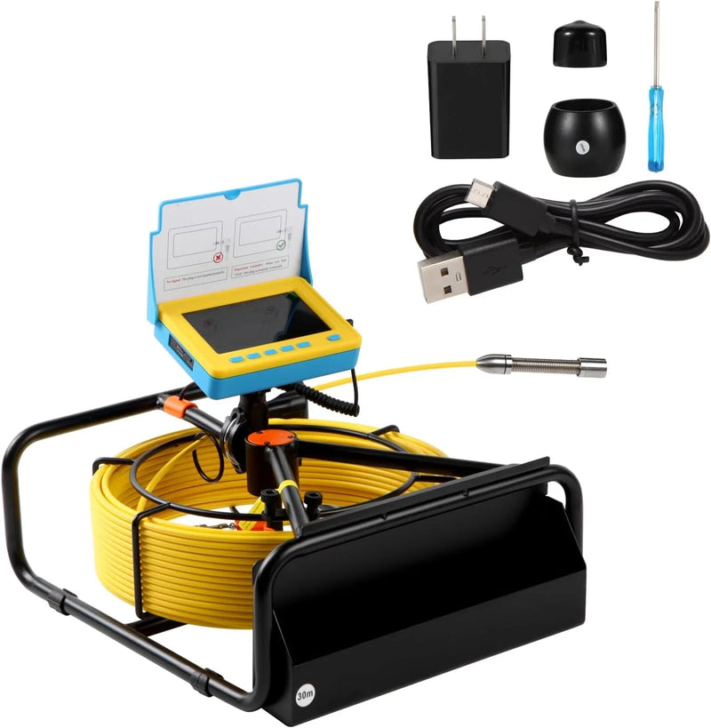 Sewer Camera, 4.3" Pipe Drain Inspection Camera with DVR Function & Snake Cable, Waterproof IP68 Borescope w/LED Lights (131.2ft/40M) K6869