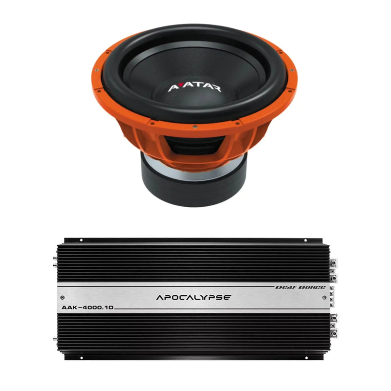 Deaf Bonce Car Audio 15" 2Ohm Avatar Subwoofer STU-1546-D2&Monoblock Amp Package New L4551