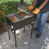 Triple Deep Fryer-3 Basket Stainless Steel Propane Cooker-Outdoor Fish Fry/Chicken-Tall Heavy Duty