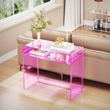 Acrylic Desk Laptop Workstation Study Table Home Office Console Table Entrance Tables Decor (Green)