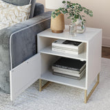 Storage-function side table and bedside cabinet set (2-piece), black oak / black