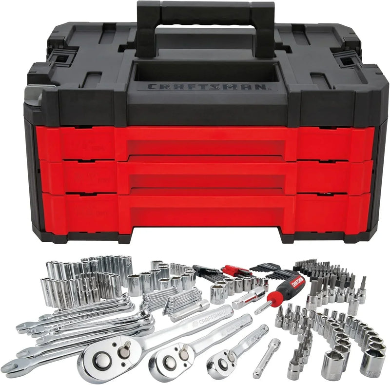 262-Piece Mechanic Tool Set, Master Socket Set with 3-Drawer VERSASTACK Tool Box, SAE/Metric Set (CMMT45309) O4113