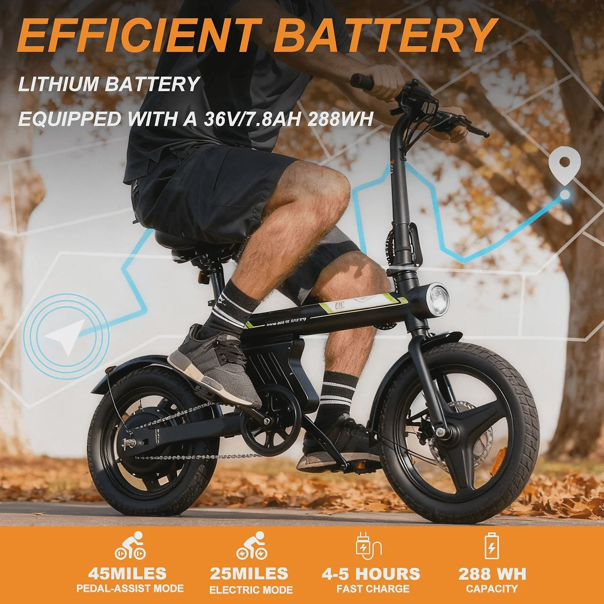 14 in Electric Bike for Adults,500W Folding E-Bike,Electric Commuter Mini Bikes,Electric Bicycles with 36V Removable Battery,Black