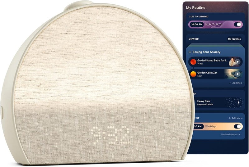 Sunrise alarm clock, audio equipment, smart lamp (rubber material) - White noise mode, screen-free sleep program P5455