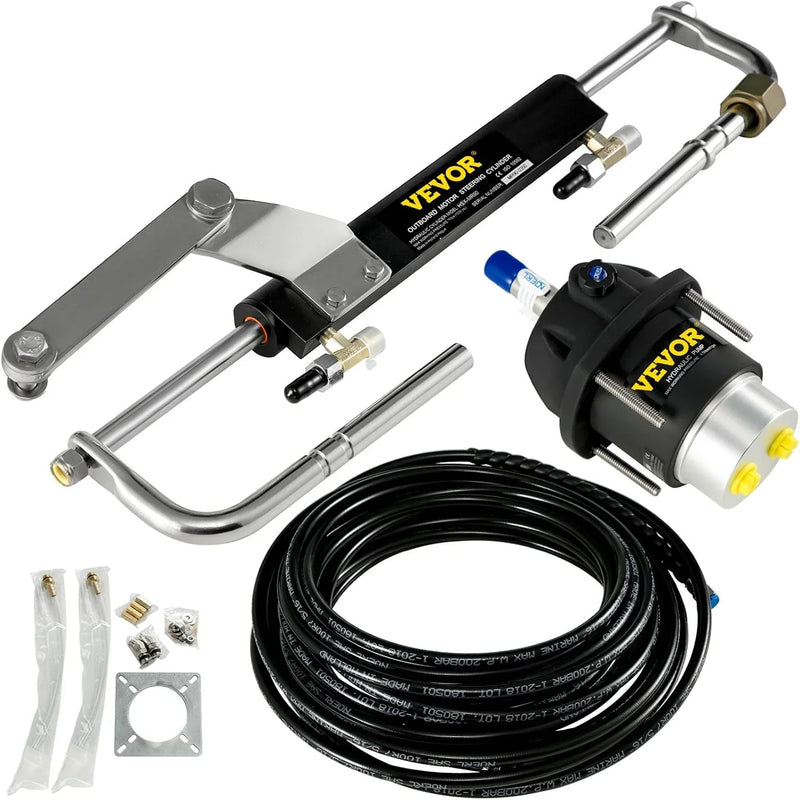 Hydraulic Outboard Steering System Kit (90 horsepower) Accessories Kit (for marine use) Cylinder and Pipeline, Marine Hydraulic Pump, Outboard Steering Device, Ship Rudder Control Device J6505