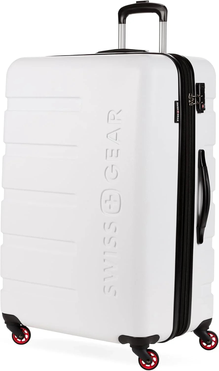 Expandable suitcase with rotating wheels, black