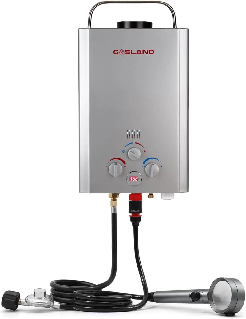 Portable Tankless Water Heater, Outdoors 6L 1.58GPM Propane Water Heater for RV Camping, Overheating Protection H645